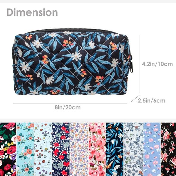 Vintage Quilted Makeup Bag Cosmetic Pouch for Brushes Pencils and Travel Make Up - Picture 6 of 7